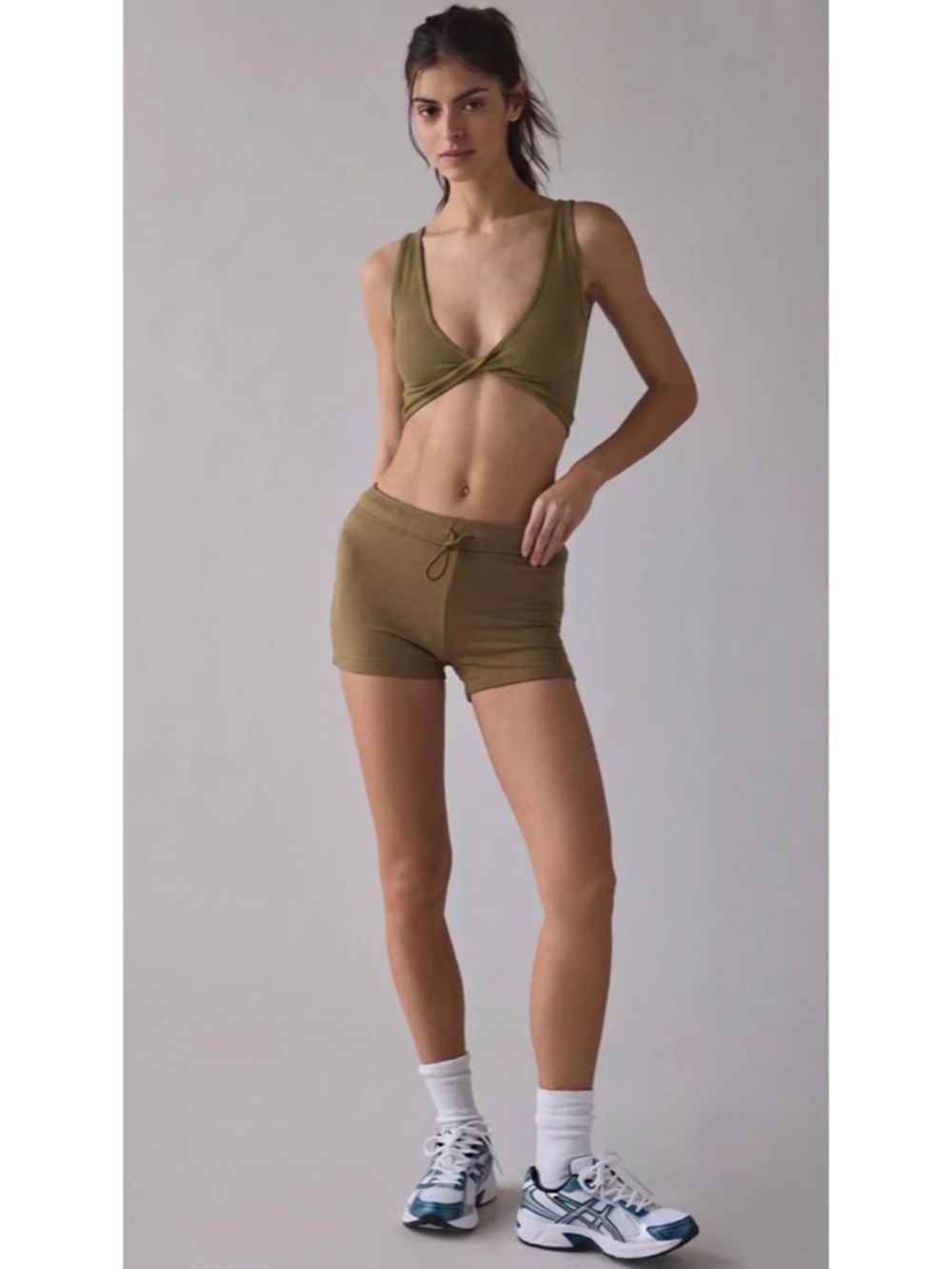 UO Out From Under Wrap It Up Seamless Reversible Bra Top Ribbed Army Green XS/S - Picture 2 of 13